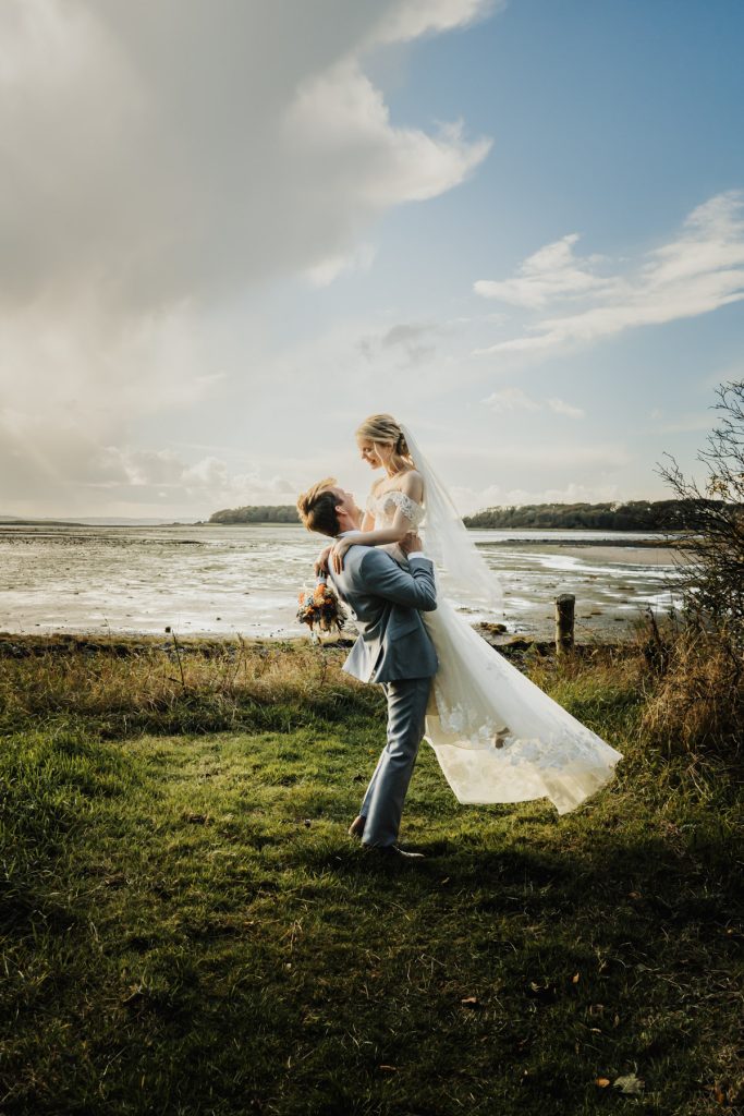 Orange Tree House wedding photos, sunset, golden hour photo, , set up for wedding.